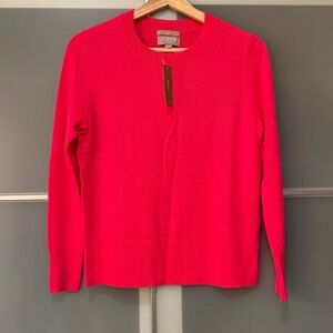 J Crew Classic Fit Crewneck Cashmere Hot Pink Sweater, Size XS, NWT